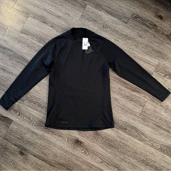 Nike Pro Long Sleeve Mock-Neck Training Top Men's Large Shirt Black DH4806 - Picture 1 of 5
